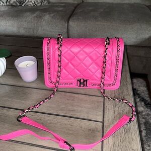 Quilted Pink Shoulder Bag with Chain Strap
